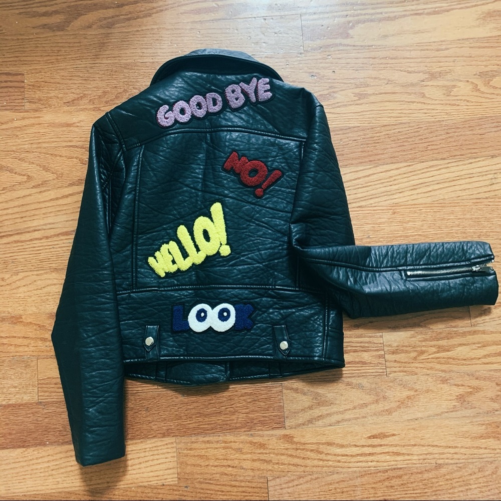 Forever 21 Faux Leather Moto Jacket with Patches